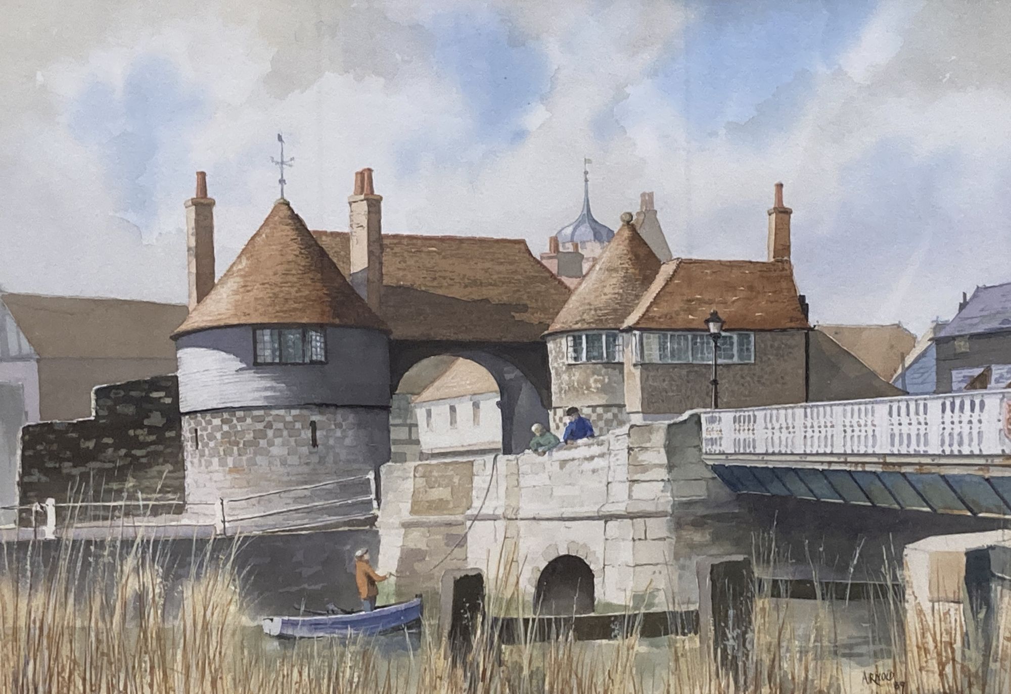 Arnold, watercolour, Canal side scene, signed and dated 89, 29 x 41cm